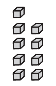 nine ones blocks arranged in a columns of five and four