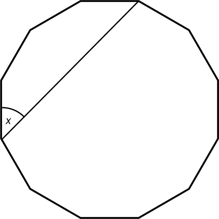 A regular 12-sided polygon is shown