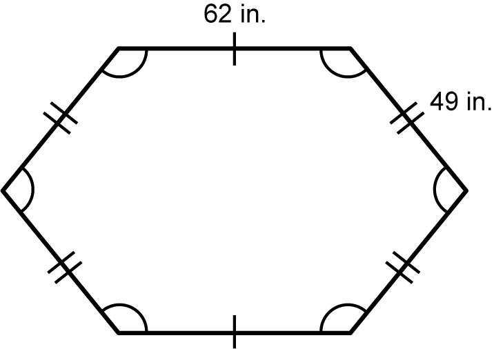 a hexagon showing measurements