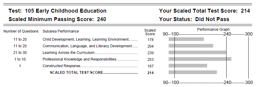Hypothetical Individual Score Report Section